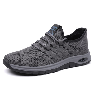 Chaussures de course en maille respirante pour hommes, chaussures de sport décontractées à lacets, gris noir, quatre saisons, légères et confortables - Product Image 5