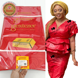 Tissu Rouge Bazin Riche de Qualité Supérieure Brodé pour Vêtements de Fête Quotidiens Hommes et Femmes Indiens <span class=keywords><strong>2021</strong></span> Meilleure Vente Tissu Bazin Riche en Dentelle - Product Image 1