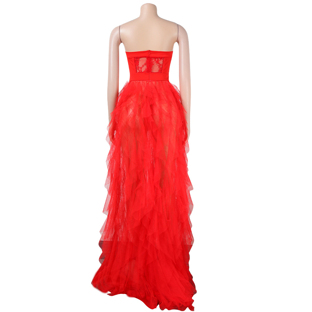 Woman Dress Sexy Lace Flower Fashion Vestido Women Dress 2022 Lady Party See-through Tulle Evening Dresses