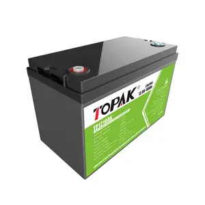 TOPAK 12V 100Ah सौर रिचार्जेबल बैटरी डीप साइकिल 12.8V lifepo4 बैटरी पैक 100ah 12v लिथियम आयन बैटरी