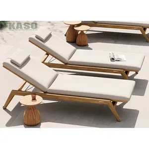 Silla de salón de lujo para Hotel, muebles de cuerda, piscina, aluminio, mimbre, madera de teca, tumbona, playa al aire libre, sillas de piscina de madera