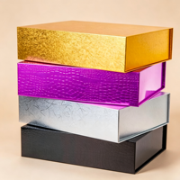 Boîte Cadeau Livre Cuir Vegan Brillant Magnétique Pliable Emballage Luxe Personnalisé pour Cosmétiques Bijoux