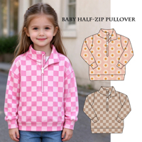 Vestes Sherpa personnalisées pour enfants en bas âge, automne-hiver 2026, unisexe, demi-zip, pulls pour bébés garçons et filles