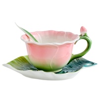 Ensemble tasse à café et soucoupe en céramique de luxe européen fleur thé de l'après-midi tasse à thé noire élégante soucoupe à dessert cuillère à café