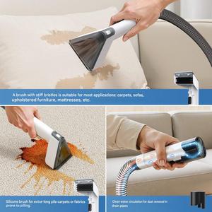 Nettoyeur de tissus portable professionnel à double réservoir d'eau, pulvérisation et aspiration, pour nettoyer les tissus, les meubles et les tapis - Product Image 4