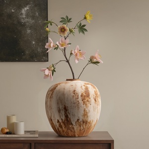 Jarrón de Cerámica TONFO Wabi Sabi, Florero de Terracota con Acabado Desgastado, Centro de Mesa Estilo Rústico para Decoración del Hogar - Product Image 2