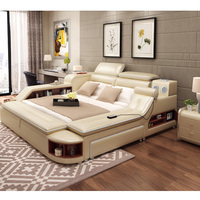 Lit Moderne Multifonctionnel en Cuir - Vente Flash