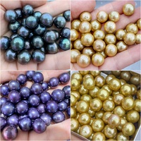 Muses Jewels Kedatangan Baru Mutiara Air Tawar Alami Berwarna 11-12mm Bulat Berwarna-warni Halus untuk Pembuatan Perhiasan.