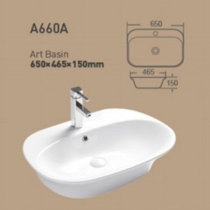 Lavabo de Cerámica Redondo Blanco A659 de 420x420mm con un Solo Orificio para Baño - Product Image 2