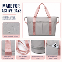 Bolsa de Gimnasio y Viaje Expandible Personalizada OEM con Bolsillo Seco/Húmedo, Ligera, de Tela Oxford, para Mujer, para Fitness y Fin de Semana