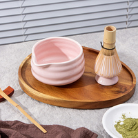 Vente flash - Ensemble de bols à matcha en céramique personnalisés en boîte rose - Outils à matcha avec fouet et cuillère en bambou