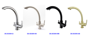 ก๊อกน้ำหรูหรา ปราศจากสารตะกั่ว สแตนเลส 304 แบบสามทาง น้ำร้อน น้ำเย็น น้ำกรอง สำหรับอ่างล้างจานในครัว แบบรูเดียว - Product Image 4