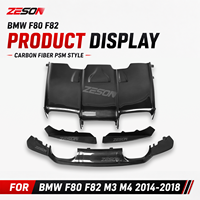Diffuseur de pare-chocs arrière en fibre de carbone sèche style PSM pour BMW M3 F80 M4 F82 F83 Competition 2014-2018 5 pièces