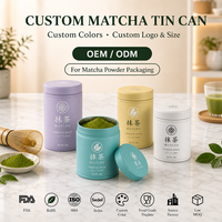 Kaleng Matcha Kecil Custom dengan Cetakan Gaya Jepang untuk 30g Bubuk Matcha, Logo Warna Custom, OEM ODM, Langsung dari Pabrik