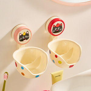Suction Cup Beauty Sponge Storage Box Pink Slippery Cat Cosmetic Organizer For Bathroom Vanity Makeup Storage - Product Image 2