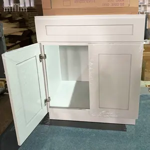 All Wood Grey Paint American Modern Shaker Style RTA Kitchen Sink Cabinet Soft Close Sink Base Cabinet Ready To Assemble