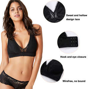 Soutien-gorge Sexy Women Fancy extraíble acolchado Plunge Cutout Deep V Push up Sexy Lace Bralette Top Bra - Product Image 4