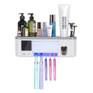 New Toothbrush Holder For Bathroom Automatic Toothpaste Squeezer Wall With Cup Storage Rack Organizer Bathroom Accessories