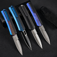 Premium Damaszener Stahl 440C Klappmesser mit Zinklegierung und Carbonfaser-Griff Taktisches Outdoor-Überlebensmesser EDC-Ausrüstung Geschenk