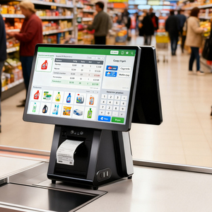 Bán buôn bán lẻ POS cho đến khi thiết bị đầu cuối đôi màn hình nhà hàng với tiền mặt ngăn kéo màn hình cảm ứng POS hệ thống máy - Product Image 1