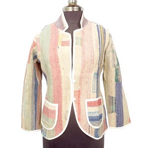 Wholesale Indian Handmade Knitted Breathable Vintage Kantha <b>Jacket</b> <b>Women</b> Girls <b>Spring</b>/Autumn/Winter Ready 100% Cotton Reversible - Product Image 1