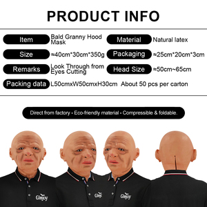 Masque en latex de grand-mère à tête chauve, accessoire amusant pour Halloween, déguisement de cosplay, fête costumée, mascarade, personnalisable - Product Image 2