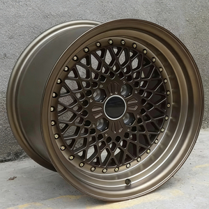 Jantes en alliage RSJ pour BMW 15 pouces 4x100/114.3 73.1 Or Noir Concaves Profondes à Rivets - Product Image 2