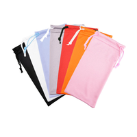 Vente en gros Pochette pour lunettes de soleil en microfibre avec logo personnalisé Sac à cordon souple pour lunettes Ensemble de chiffons de nettoyage pour essuyer les lunettes Rectangle