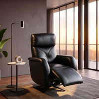 Fauteuil inclinable électrique moderne en cuir véritable à double moteur, pivotant avec dossier inclinable indépendant