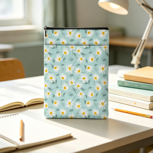Housse de livre à motif floral marguerite avec fermeture éclair, sac de protection souple en tissu pour cahier, idéal pour la lecture des étudiants, protection anti-rayures - Product Image 4