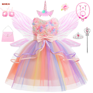 Vestido de Tutú de <span class=keywords><strong>Unicornio</strong></span> para Niñas, Vestido de <span class=keywords><strong>Princesa</strong></span> Arcoíris para Fiesta de Cumpleaños, Disfraz de <span class=keywords><strong>Unicornio</strong></span> para Halloween - Product Image 6