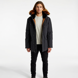 Global Industry Men Hooded Puffer Jacket <b>Fur</b> Trim Windproof Winter <b>Coat</b> Casual <b>Plus</b> <b>Size</b> Zipper Thick Polyester Wadding Regular - Product Image 1