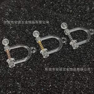 Transparent Clip-on <b>Earrings</b> Screw Type Spring Mechanism For No <b>Piercing</b> Ear Clips Resin Material Dongguan Made - Product Image 2