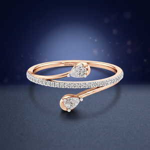 Bague croisée double poire en diamant de laboratoire pour femme, or 10K 14K 18K, argent 925 935, bijoux de luxe raffinés - Product Image 3