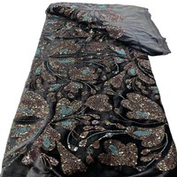 Tissu de velours d'automne hiver avec dentelle de perles de paillettes de tube brodé pour les filles nouvelles robes de soirée de mariage tricotées