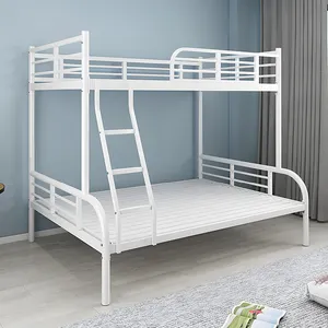 Железная двухъярусная кровать для общежития для взрослых по заводской цене, полноразмерная двуярусная односпальная кровать большого размера с металлической рамой, двухъярусная стальная кровать для продажи