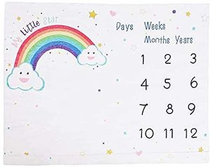 Suave cálido acogedor lindo personalizado Floral calendario Arco Iris años accesorios unicornio Minky bebé mensual hito Manta - Product Image 6