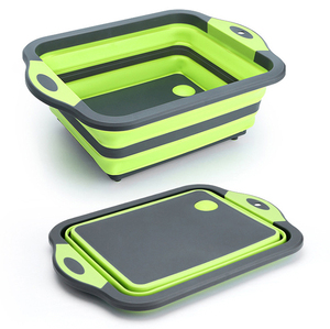 custom print multi function folding bucket plastic silicone collapsible multi purpose chopping board