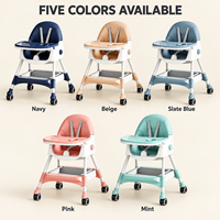 Chaise haute bébé réglable avec plateau amovible, roulettes et harnais de sécurité pour les repas à la maison
