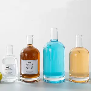 JINGNA reciclable Super Flint vidrio redondo espíritu whisky 750ml aceite de miel vodka gin tequila botella de vidrio con tapa de corcho