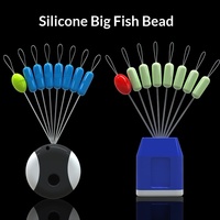 Ensemble de perles d'espacement cylindriques en silicone 7+1 bleu beige pour la pêche au sturgeon géant, accessoires de pêche avec fil de montage