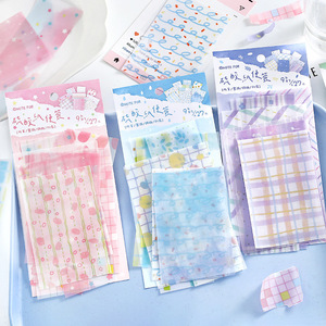 Bloc <span class=keywords><strong>de</strong></span> Notas Adhesivas Translúcidas Estéticas, Papel <span class=keywords><strong>de</strong></span> Calco Transparente, Papel Decorativo con Patrones Lindos para Scrapbooking y Bullet Journaling - Product Image 1