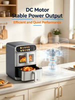 Friteuse à air intelligente multifonctionnelle de grande capacité 12L pour la maison, double compartiment, écran tactile, fenêtre de visualisation, puissance 2800W
