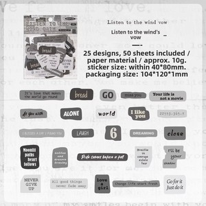 สติกเกอร์สมุดบันทึก 50 แผ่น จากโรงงานโดยตรง สติกเกอร์คำศัพท์<span class=keywords><strong>ภาษา</strong></span>อังกฤษสไตล์วินเทจสำหรับตกแต่งสมุดภาพ - Product Image 6