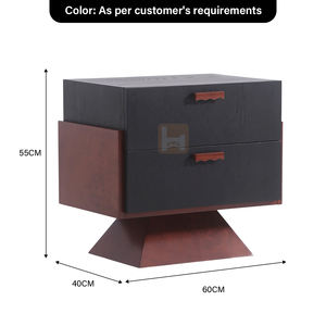 Mesita de Noche Estilo Retro Francés, Madera Maciza de Alta Calidad con Chapa, Diseño Piramidal, con Dos Cajones, Personalizable para Dormitorio de Hotel - Product Image 5