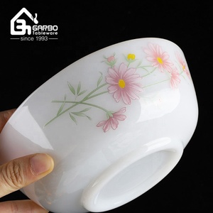 Garbo Factory 8.5 Inch Flower Decorative Jade Color Opal <strong>Glass</strong> <strong>Bowls</strong> glassware Dinner Salad <strong>Mixer</strong> <strong>Bowl</strong> for Eating - Product Image 4