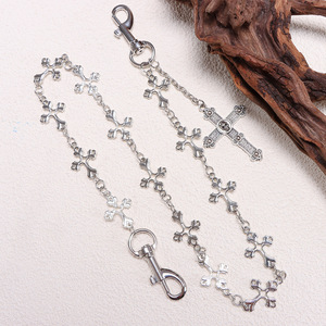 Cadena de cintura con colgante de cruz, estilo punk hip hop chapado en plata antigua para hombres y mujeres, accesorio de joyería de moda - Product Image 3