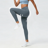 Leggings de yoga sans couture à taille haute croisée, effet seconde peau, double face, doux pour la peau, coupe ajustée, séchage rapide, contrôle du ventre