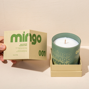 Bougie parfumée au citron AIKUN, en verre vert, avec logo personnalisé, en cire de soja, pour cadeau de Noël de luxe - Product Image 3