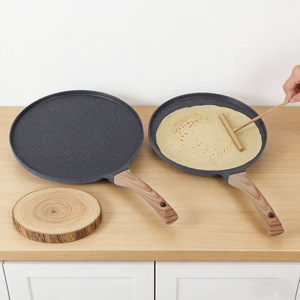 Poêle à crêpes antiadhésive en alliage d'aluminium avec manche en bois pour cuisinière à induction 28 cm - Product Image 1